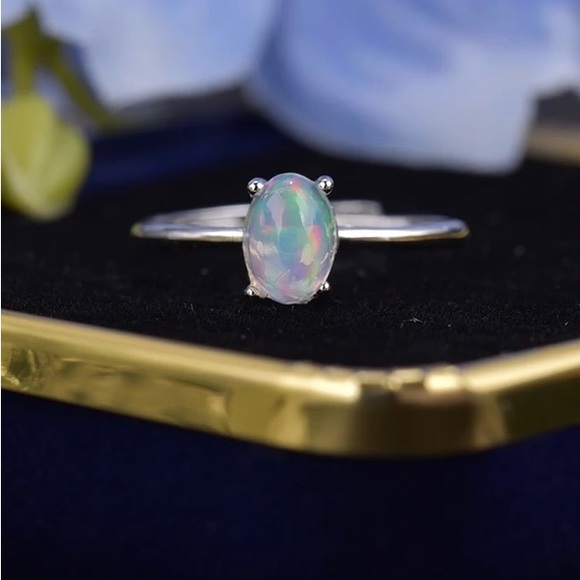 Natural Ethiopia Opal Ring Silver - adjustable ring - Picture 5 of 6